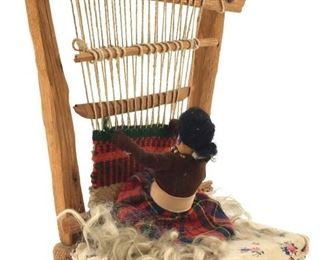 Navajo Loom Woman Rug Weaver Sculpture