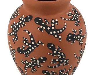 Signed Kuutimaitsa Hand Painted Clay Pot