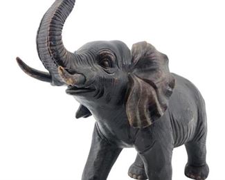 Vintage Wooden Elephant Sculpture
