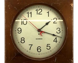 Mid Century Modern Wood Hammond Wall Clock
