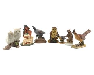 7pc. Matte Porcelain Bird and Couple Art