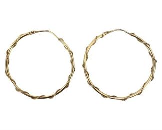 Pair Of 14K Gold Wire Wrapped Hoop Earrings