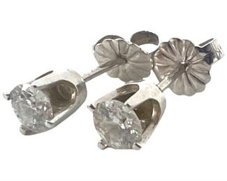 Pair of 14K White Gold/ Diamond Stud Earrings