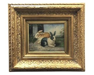 Signed Morgan Bunny Oil on Canvas