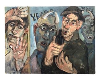 Signed VH "After Oskar Kokoshka" Acrylic on Panel