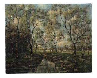Signed G.H. Barker Landscape Acrylic on Canvas