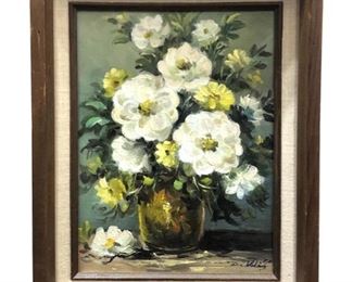 Signed Dibbles Floral Still Life Oil on Canvas