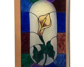 Vintage Stained Glass Style Calla Lily Decor