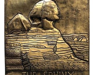 Vintage Brass Egyptian Sphinx Wall Art