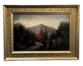 Vintage Fall Landscape Oil on Canvas