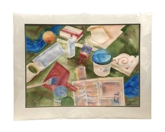 Signed Watercolor Still Life Painting