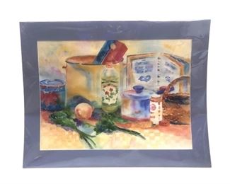 Signed Watercolor Still Life Painting