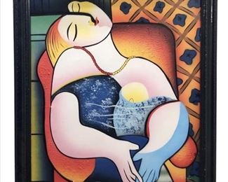 Signed Abstract Woman Portrait-Oil on Canvas