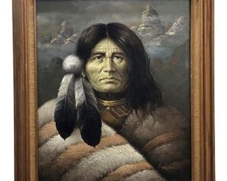 Signed S. Garcia Native American Oil on Canvas