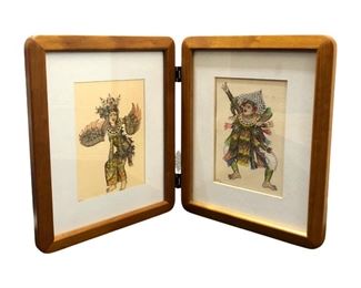 2pc. Old Indonesian Signed Mixed Media Paintings