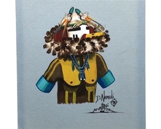 Signed D. Manoki Gouache Kachina Painting