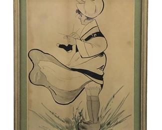 Antique 1901 Signed E.L. Gaund Colored Lithograph
