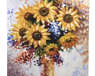 Signed Leonid Afremov Foral Oil on Canvas