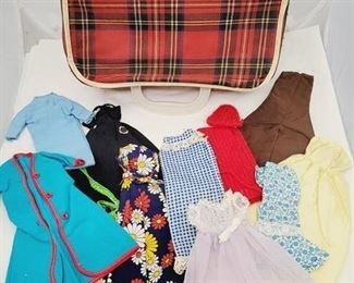 1534 - Vintage Doll Suitcase w/ handmade clothes & more
