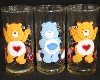 2574 - 3 Care Bears collector glasses 6"
