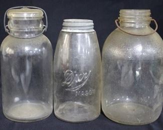 2579 - 3 Vintage jars 9" & 10"
