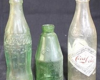 2581 - 2 Vintage Coke bottles & 1 beer bottle
