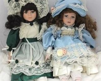 2735 - Pair vintage porcelain dolls - 18"
