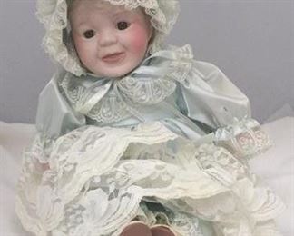 2762 - Anco Porcelain doll w/ stool - 11"
