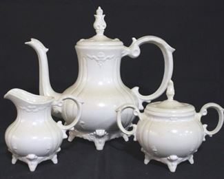 2863 - Art Pottery Teapot w/ Creamer & Sugar
