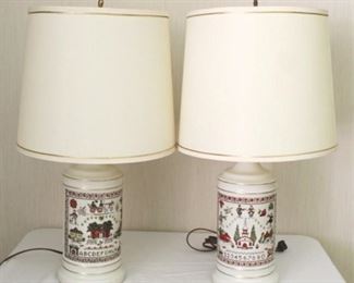 2886x - Pair vintage lamps - 23" tall
