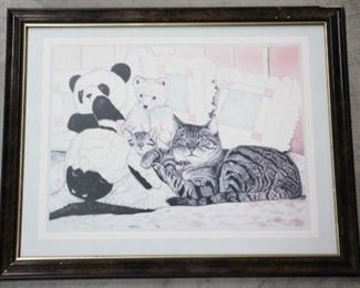 88 - Framed Cat Print 15 1/2" x 12 1/2"
