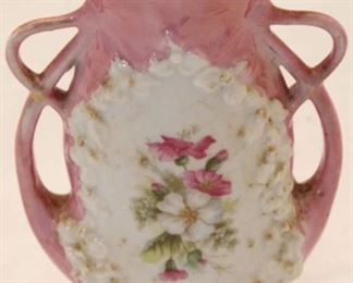218x - Pink & white floral mini vase 5 1/2
