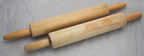 219xx - Pair wooden vintage rolling pins 16" & 17"
