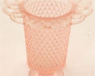 221x - Imperial pink laced edge 4 footed vase 4 1/2
