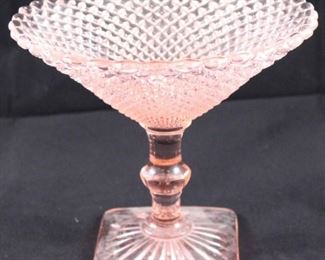 246x - Miss America pink depression compote 5 x 5 1/2
