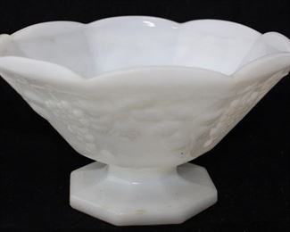 495x - Milk Glass Footed Bowl - 9" x 5"
