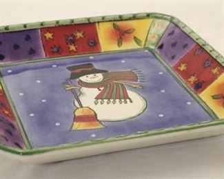 680 - Ceramic Snowman Platter, by Sango 10.5 x 10.5 x .75
