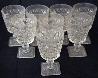 821 - 8 Clear Pressed Glass Goblets 5.5" tall
