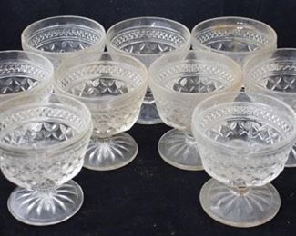 863 - 9 Wexford clear pressed glass sherbets 3.75 tall
