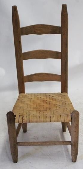 1218 - Primitive woven seat chair 31 x 14 x 12
