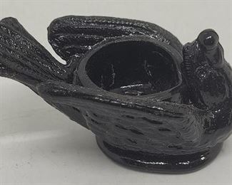 1455 - Black glass chicken salt dip
