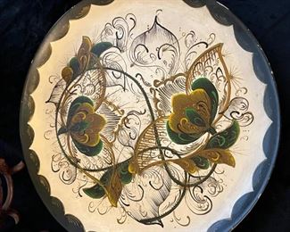 Mexican hand painted wood tray