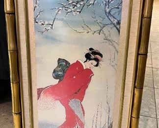 Framed asian artwork