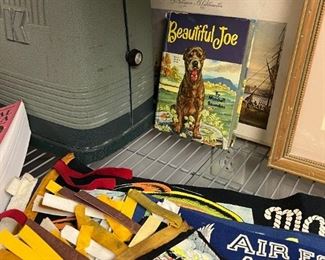 Vintage travel pennants & Beautiful Joe Book