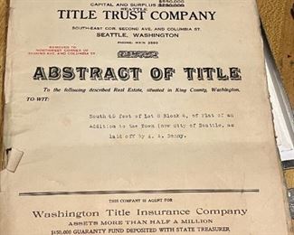 This is cool and historic. It appears to be the Title for the donation of land by AA Denny for the downtown lots that are now part of Denny Way. This probably should belong to MOHI.