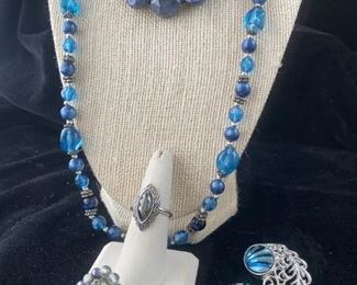 Avon Hematite Ring,Japanese Sarah Cov.Thermoset ClipOns  Sarah Conv Thermoset German Beads