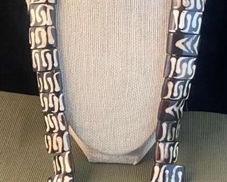 Batik African Dyed Bone Trade Bead Necklace