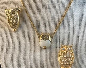 Crown Triffari Boo Owl Necklace Small Owl Brooches