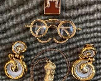 Eclectic Grouping Of Unique Pendants And Earrings