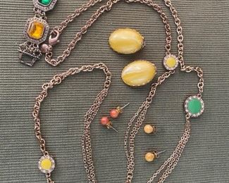 J.Crew Green Yellow Rhinestones Necklace